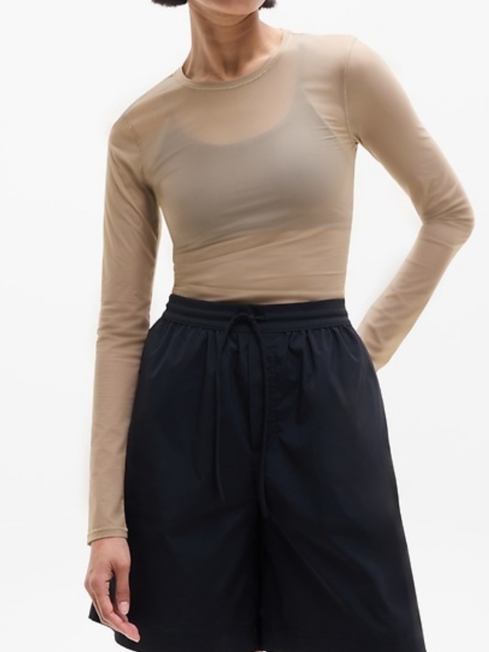 Athleta NWT Apero Mesh Top Brownstone Beige Size Medium